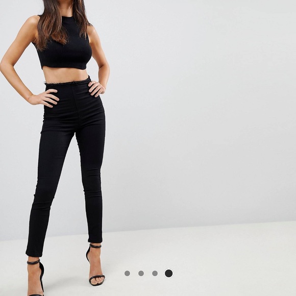 NWT ASOS RIVINGTON High Waist Denim Jeggings With Raw Waist Band Detail - Picture 3 of 6